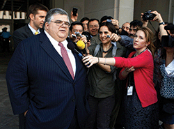 Agustín Carstens makes his point to the press about reforming the IMF