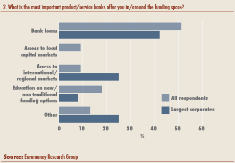 2. What is the most important product/service banks offer you in/around the funding space?