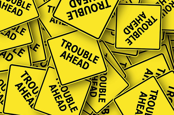 trouble ahead road sign-600