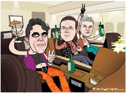 ‘Your e-mail on all these once-upon-a-time masters of the universe, crammed into a first-class cabin, made me laugh. It’s like a rock band who are now a bit past their prime but still want to be loved’