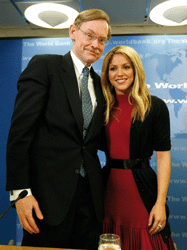 Robert Zoellick, now president of the World Bank, and singer Shakira have teamed up to launch a $300 million initiative aimed at expanding development programmes for children in Latin America and the Caribbean.