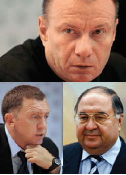 Two is company, three’s a crowd. (l–r) Oleg Deripaska, Vladimir Potanin and Alisher Usmanov