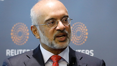 DBS CEO Piyush Gupta speaks during a Reuters Newsmaker event in Singapore