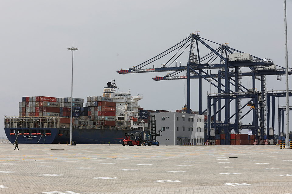 A view shows the newly-commissioned Lekki Deep Sea Port in Lagos