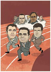 Front (l–r): Fabian Shey (UBS), Zar Amrolia (Deutsche) and Ivan Ritossa (Barclays). Back (l–r): Martin Wiedmann (Credit Suisse) and Anil Prasad (Citi)