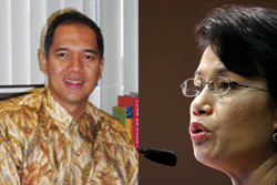 A steady hand, and her two potential rivals for the top spot. Gita Wirjawan of Ancora (above), Sri Mulyani Indrawati and Agus Martowardojo of Bank Mandiri (right)