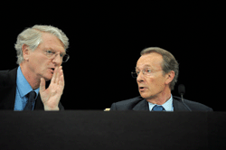 Changing of the guard: at BNP Paribas: Michel Pébereau (r) is retiring, Baudouin Prot moves up to the chairman’s role